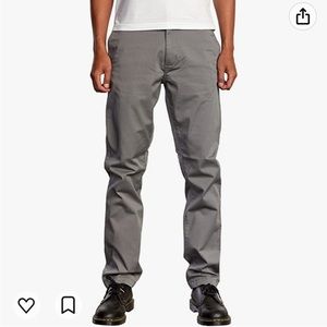 RVCA Men's Straight Fit Stretch Chino Pant-Smoke